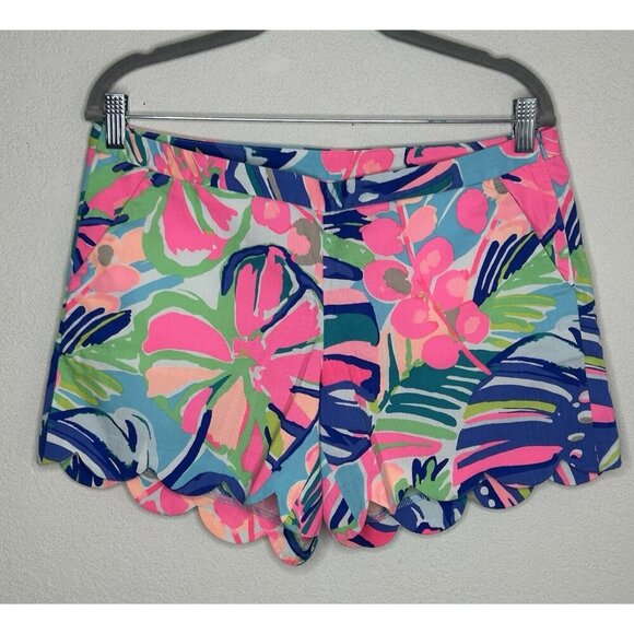 Lilly Pulitzer Magnolia Shorts 8 Scalloped Exotic Garden Tropical 5" Multicolor - Picture 1 of 11